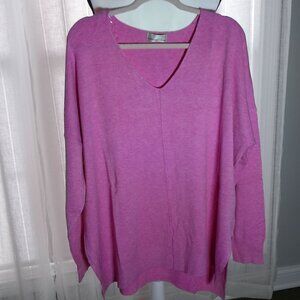 ZENANA Outfitters NWOT Long Sleeve V-Neck Pink Lightweight Sweater 2X/3X